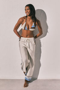 Women'secret Cal&ccedil;a comprida fluida &agrave;s riscas castanha