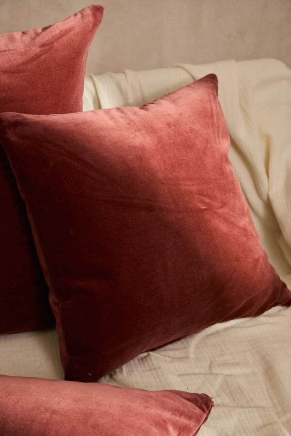 Calma House Funda de coj&iacute;n cuadrada de terciopelo en tono tierra Velour naranja