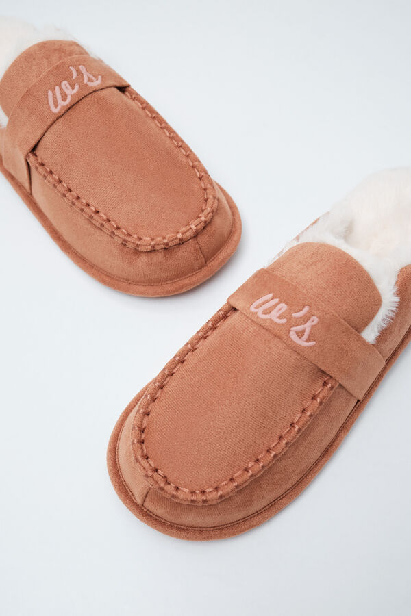 Women'secret Brown lined loafer slippers nude
