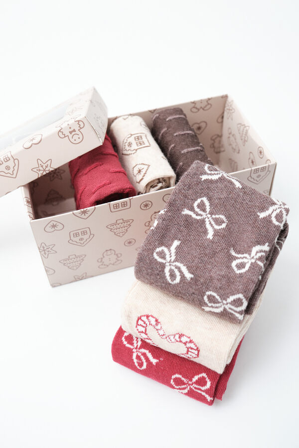 Women'secret Christmas bow long socks 6-pack printed