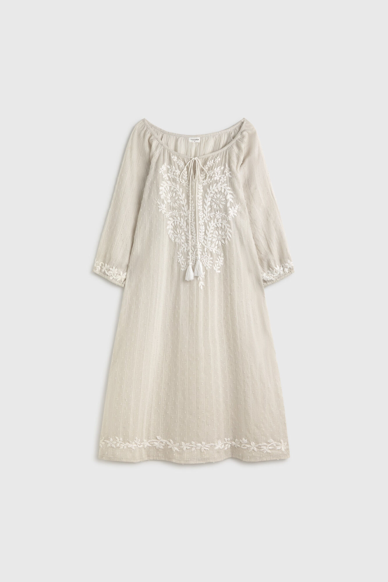 Textura T&uacute;nica de playa algod&oacute;n bordada