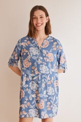 Womensecret Plava cvjetna haljina-tunika S uzorkom