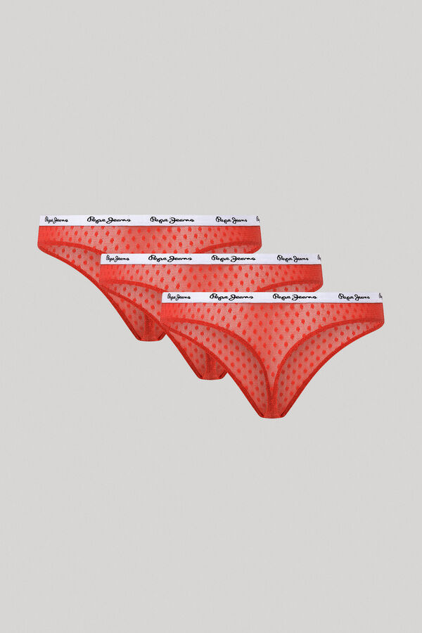 Womensecret 3-Pack Mesh Dot Thongs rouge