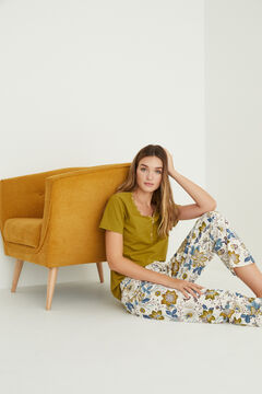 Womensecret T-shirt manches courtes 100 % coton vert beige