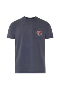 Kiff-Kiff T-shirt de homem azul polvo bicolor e palmeiras