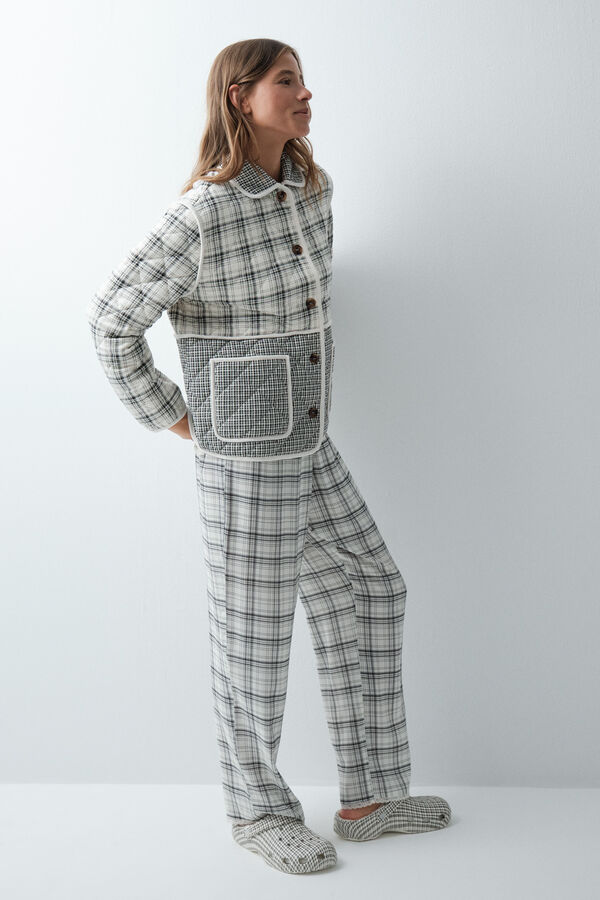 Women'secret Grey plaid short robe grey