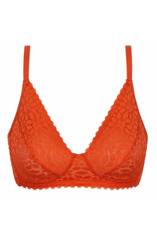 DIM Sujetador sin aros de encaje floral Daily Dentelle naranja