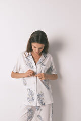Women'secret Blue cotton Paisley classic pyjamas white