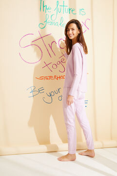 Womensecret Long lilac printed organic cotton pyjamas pink