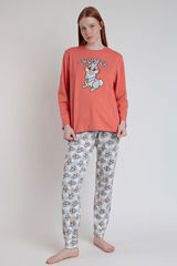 Admas Women's long pyjamas with Tambor bambi print pomarańczowy