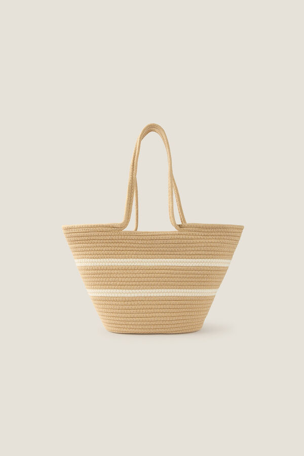Womensecret Basket beach bag in natural colour cotton rope beige