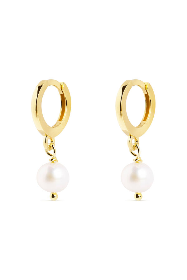 Womensecret Gold Pearl Hoop Earrings Žuta