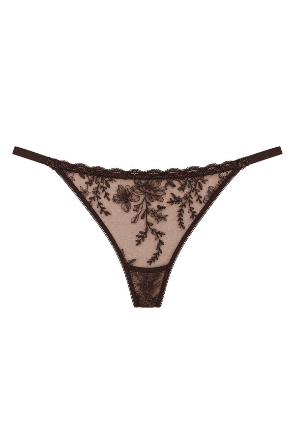 Women'secret Brown lace thong nude