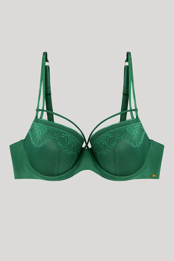 Gisela Padding capacity bra with lace detail Grün