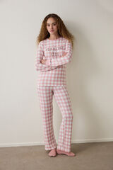 Penti Conjunto de pijama de cuadros con cuello redondo Tea Club. rosa
