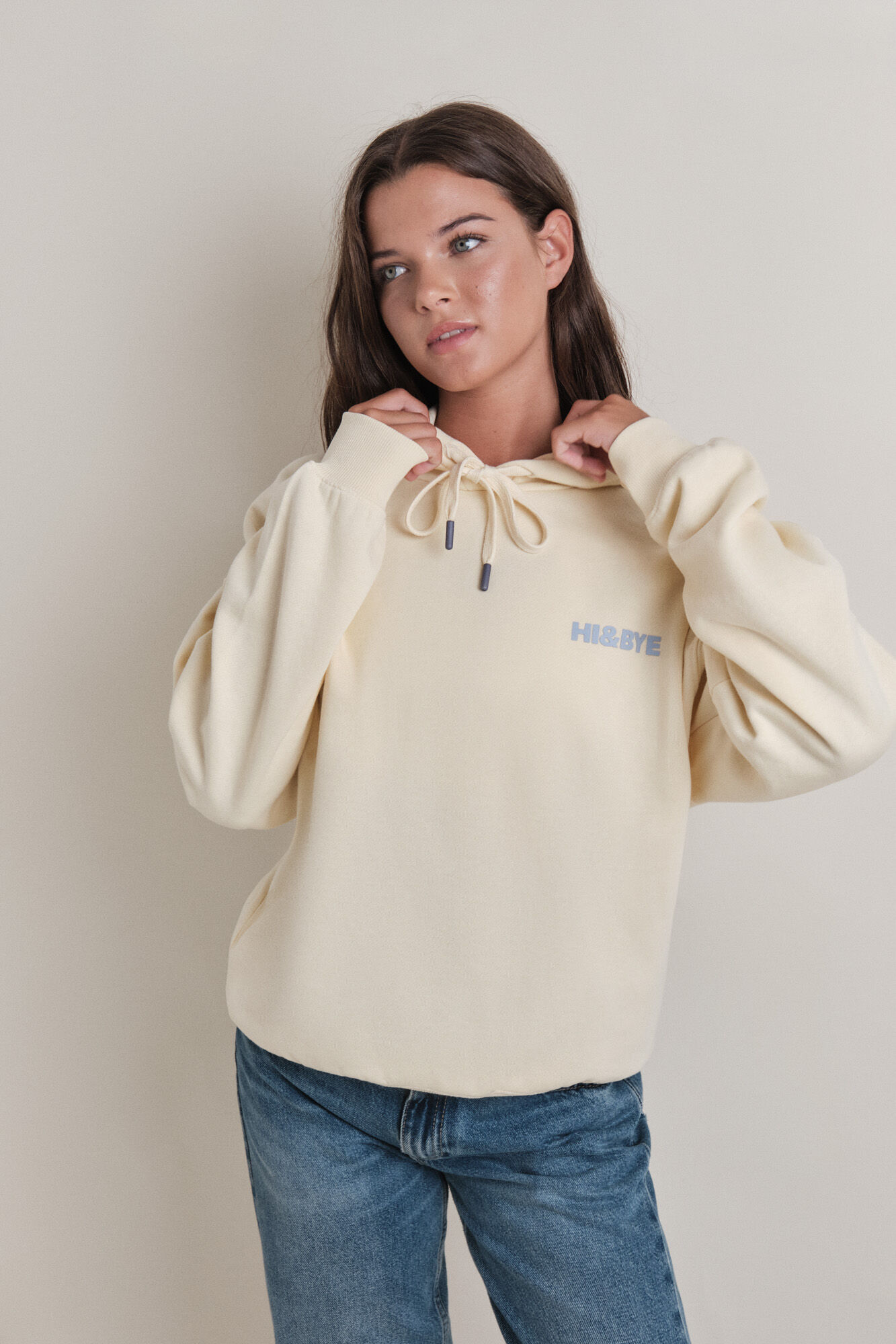 HI&BYE Yellow plush hood sweatshirt