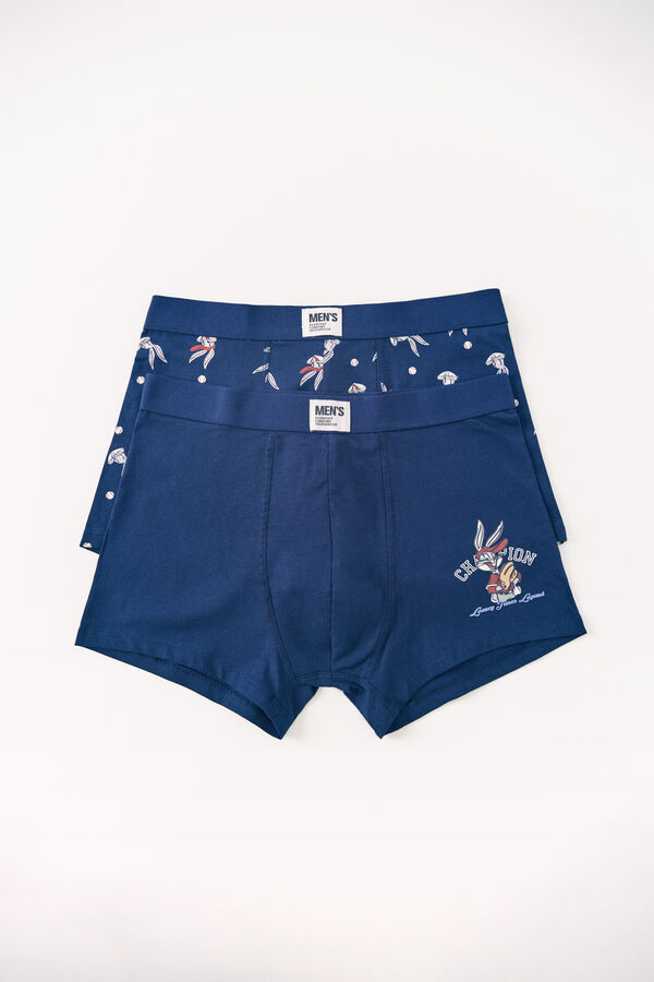 Womensecret Lot de 2 boxers en coton Looney caleçons bleu