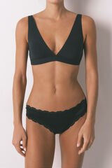 Women'secret Black microfibre and lace Brazilian panty black