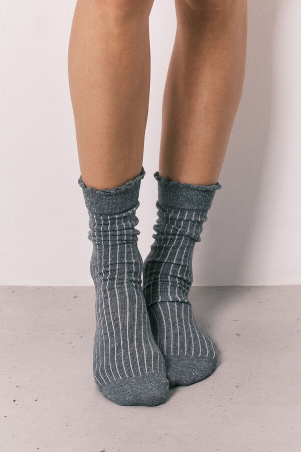 Women'secret Pakovanje od 3 para plavih lurex dugih čarapa Print