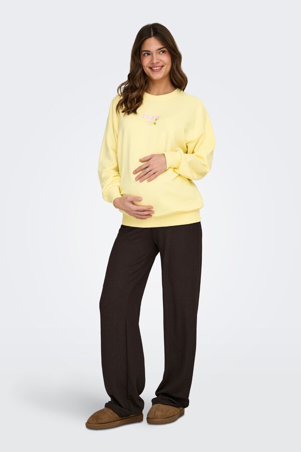 Only Maternity Cal&ccedil;a larga maternidade castanho