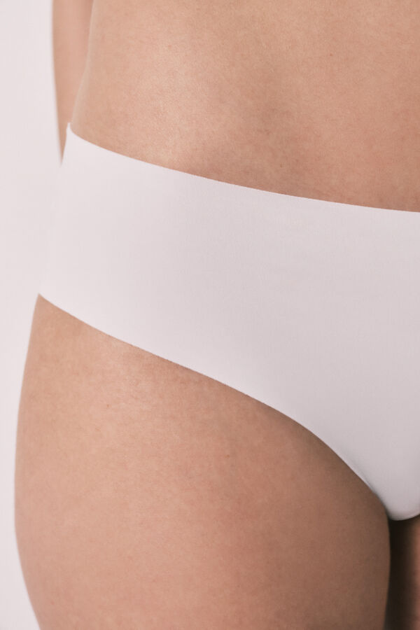 Women'secret Cuecas culotte clean cut em microfibra branca bege