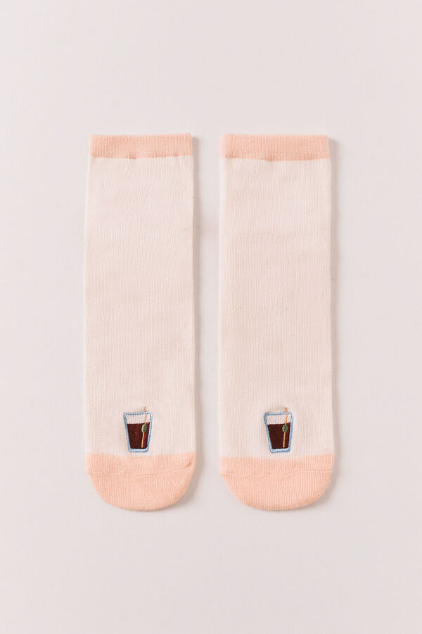 Women'secret Meias curtas bordado vermute rosa