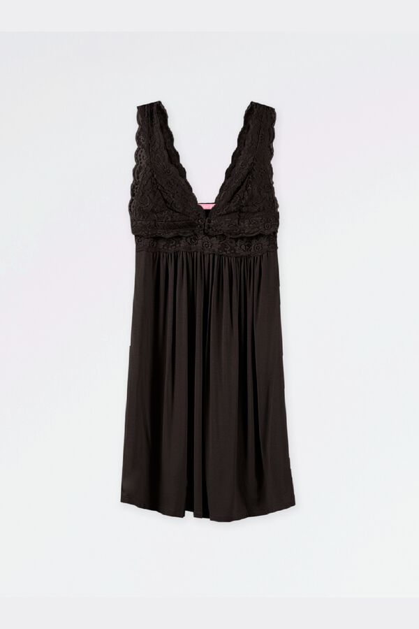 Ohma! Nursing lingery nightdress with lace black
