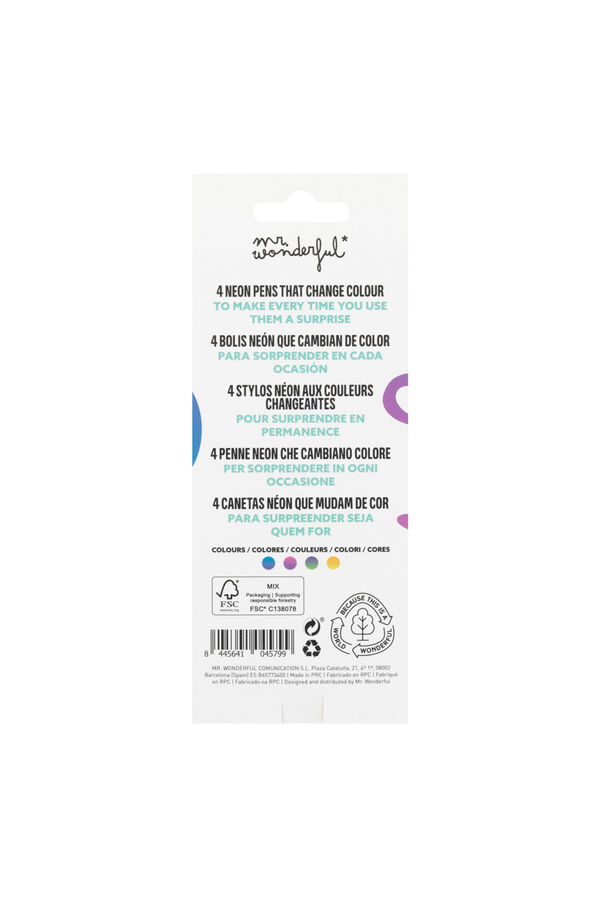 Mr. Wonderful Mr.Wonderful-Set of 4 neon blue pens that change color imprim&eacute;