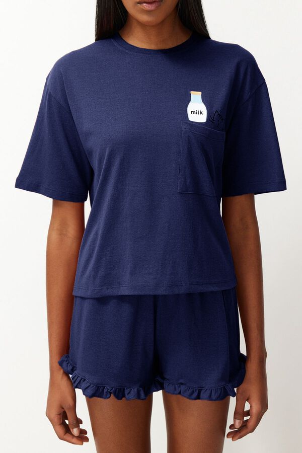 Trendyol Pijama regular algod&oacute;n azul