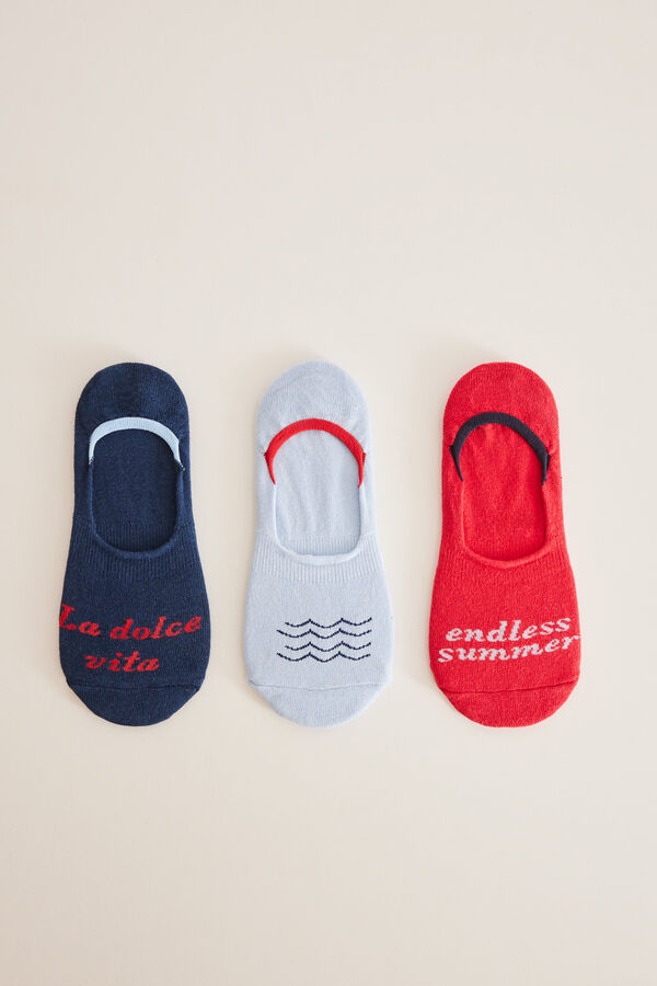 Womensecret Lot 3 paires de chaussettes invisibles motifs marins imprimé