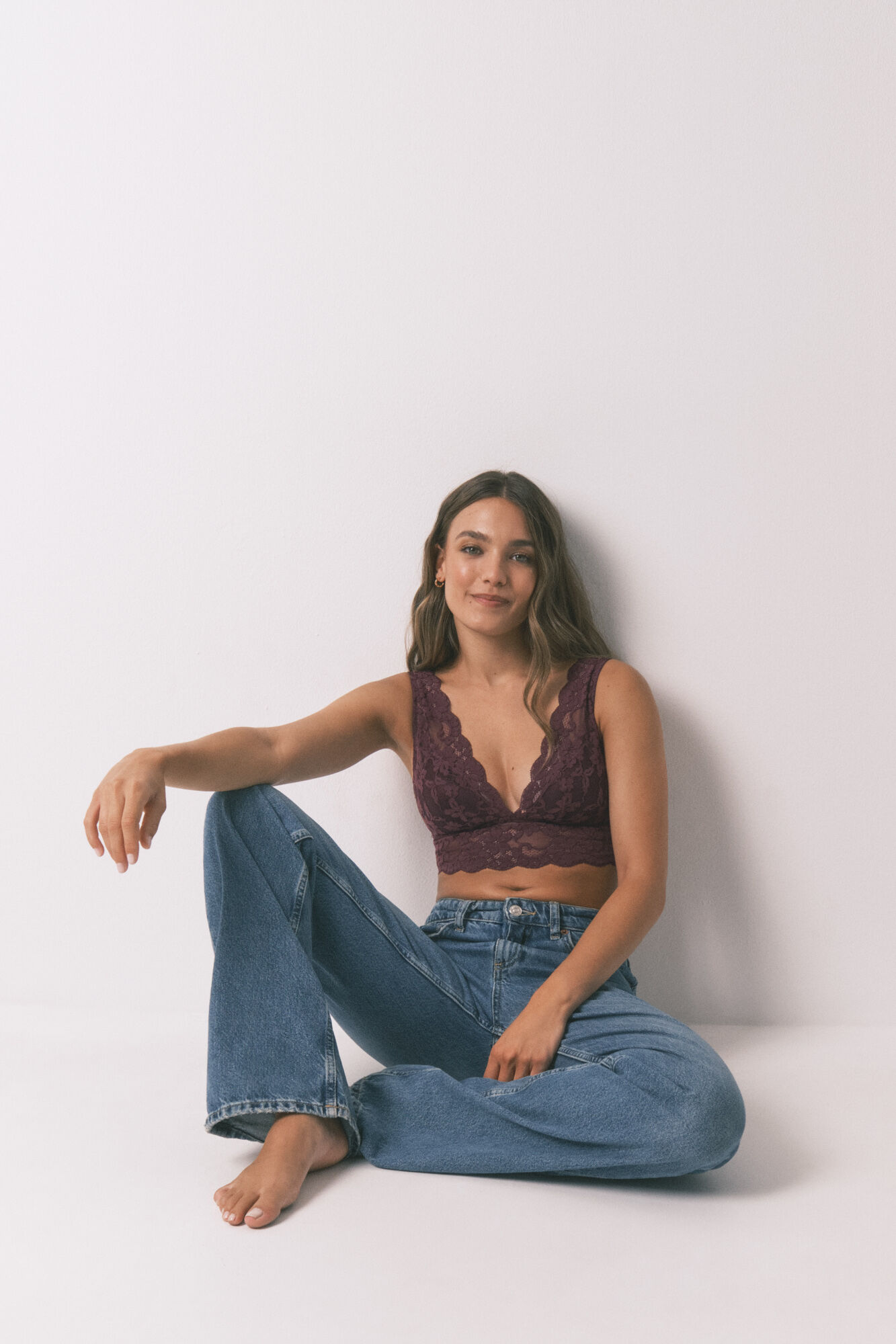 Women'secret Grudnjak bralette grudnjak sa halter od granata čipka