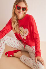 Womensecret Pyjama 100 % Baumwolle Tweety Rot