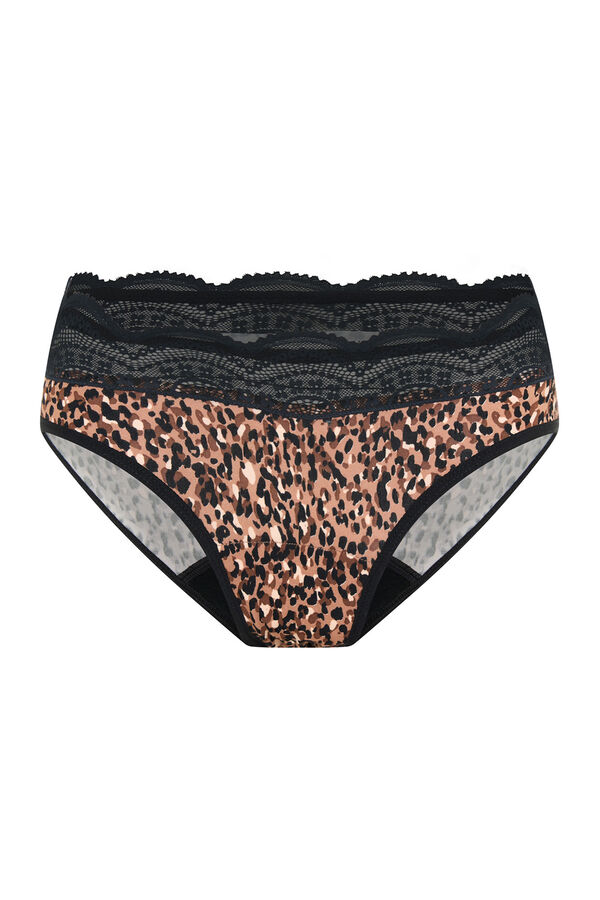 Modibodi Braga Menstrual Encaje Alta Bambú Flujo Abundante Brown nude