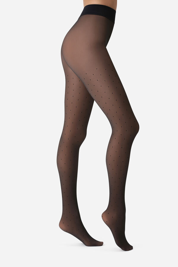 DIM Panty t&eacute;rmico efecto transparente lunares 80 Deniers negro