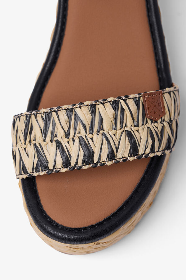Popa Sakarun raffia low wedge sandal black