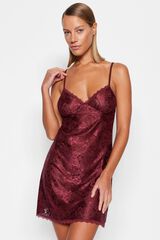 Trendyol Feminine Lace Detailed Nightgown printed