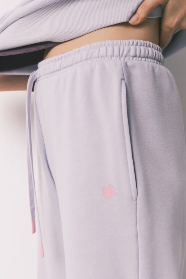 HI&BYE Lilac fleece flare long trousers blue