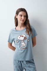 Women'secret Snoopy 3D short sleeve long pyjamas blue