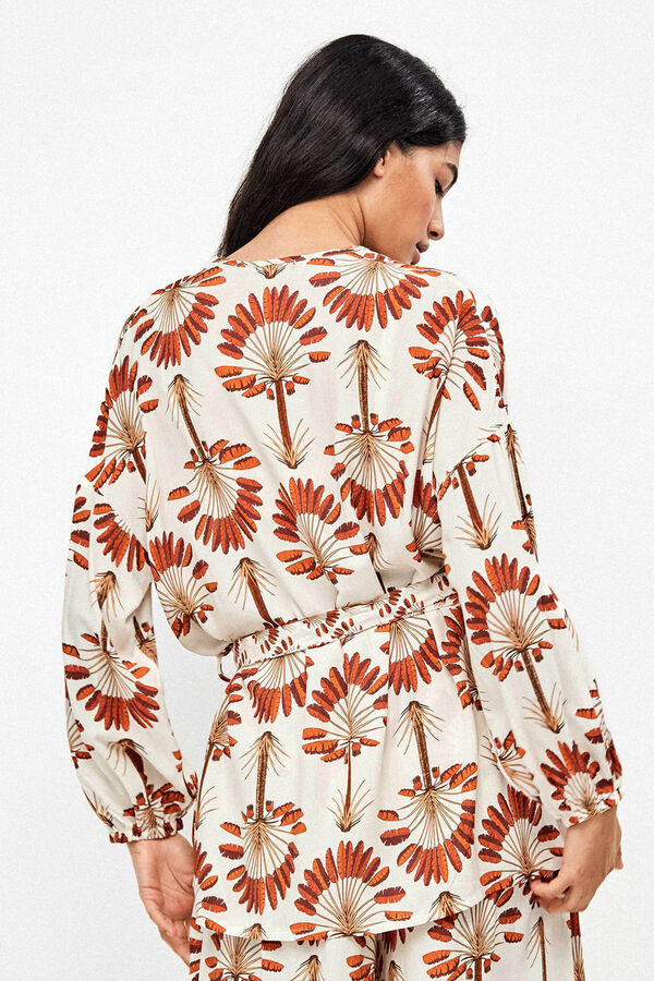 Gisela Kimono estampado palmeras blanco