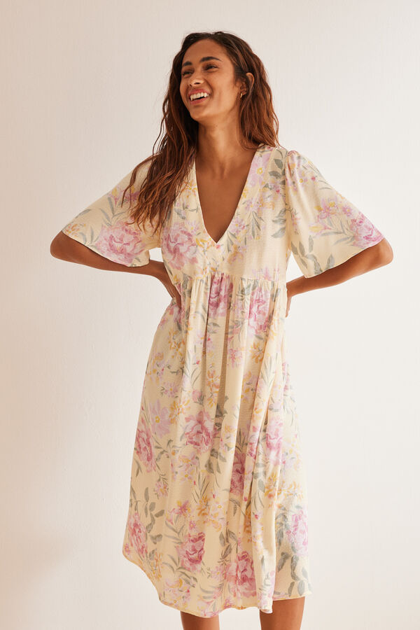 Womensecret Robe mi-longue viscose imprimé floral imprimé