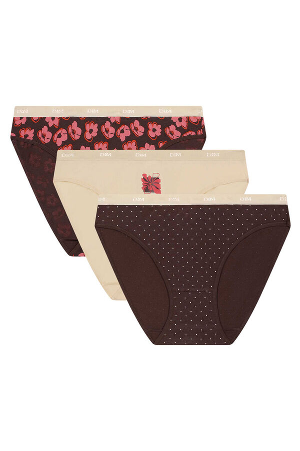 DIM Pacote com 3 calcinhas de algod&atilde;o el&aacute;stico com estampas estampado