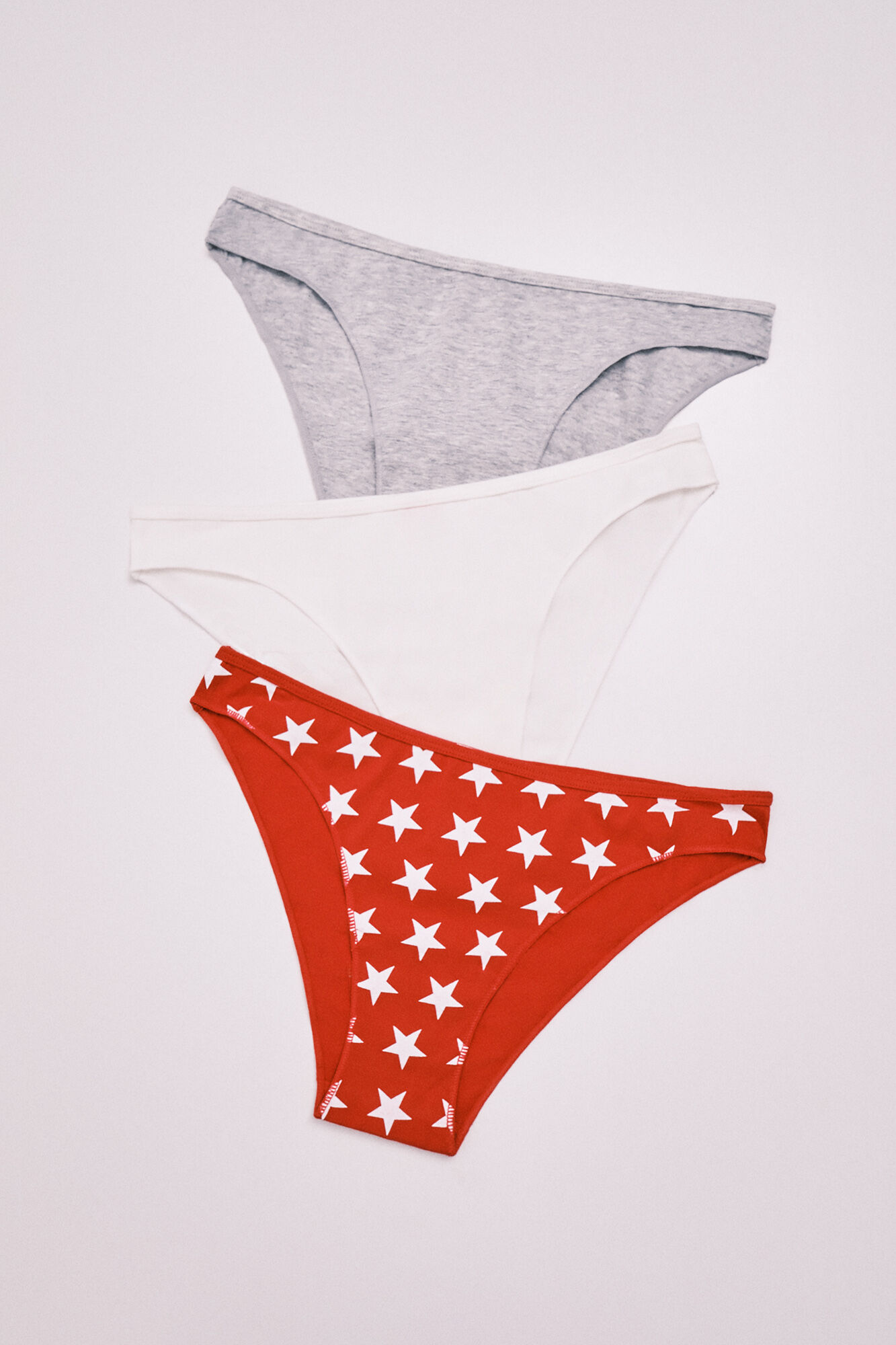 HI&BYE Red cotton 3-pack classic panties U