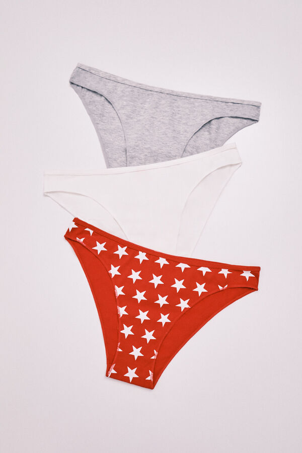 HI&BYE Red cotton 3-pack classic panties U red