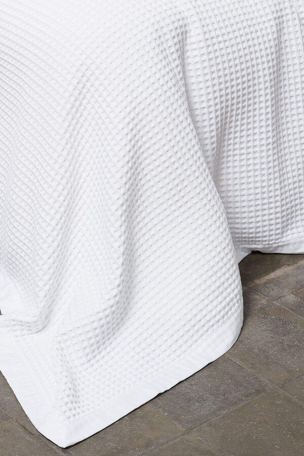 Womensecret Tagesdecke 100 % Baumwolle Wabenmuster. Bett 80-90 cm. Weiß