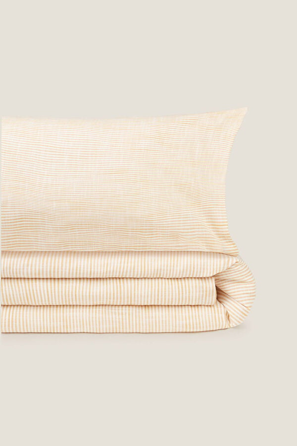 Womensecret Bettbezug Baumwolle Streifen Leineneffekt mit Print