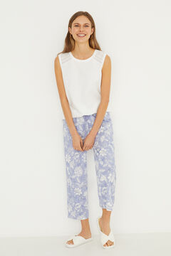 Womensecret Pijama comprido 100% algodão top sem mangas branco