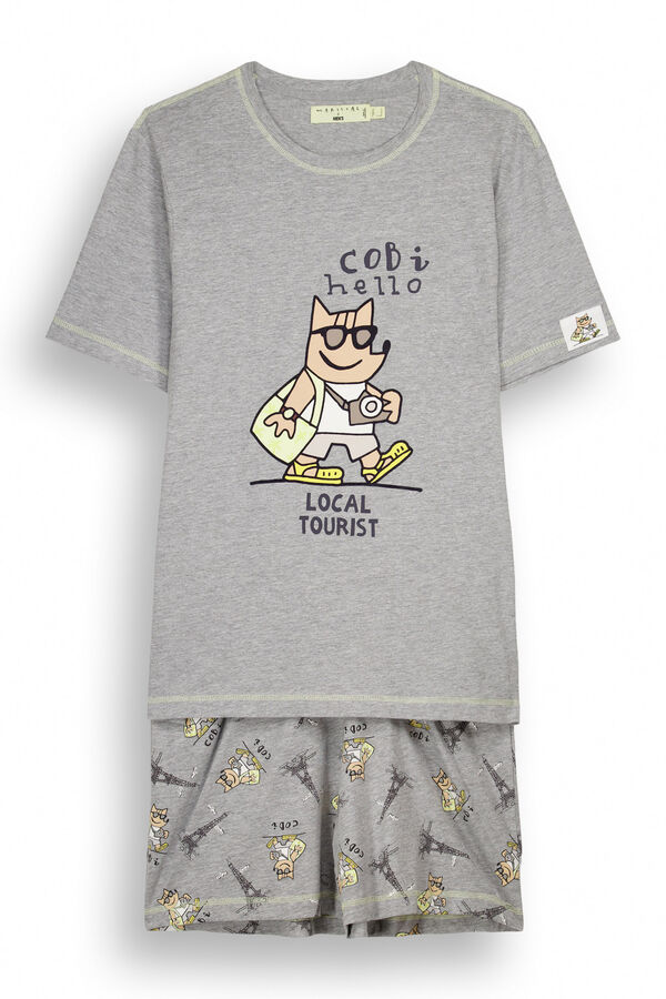 Womensecret Men's short 100% cotton Gobi pyjamas grey