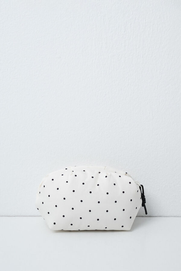Women'secret White polka-dot puffer small vanity case white
