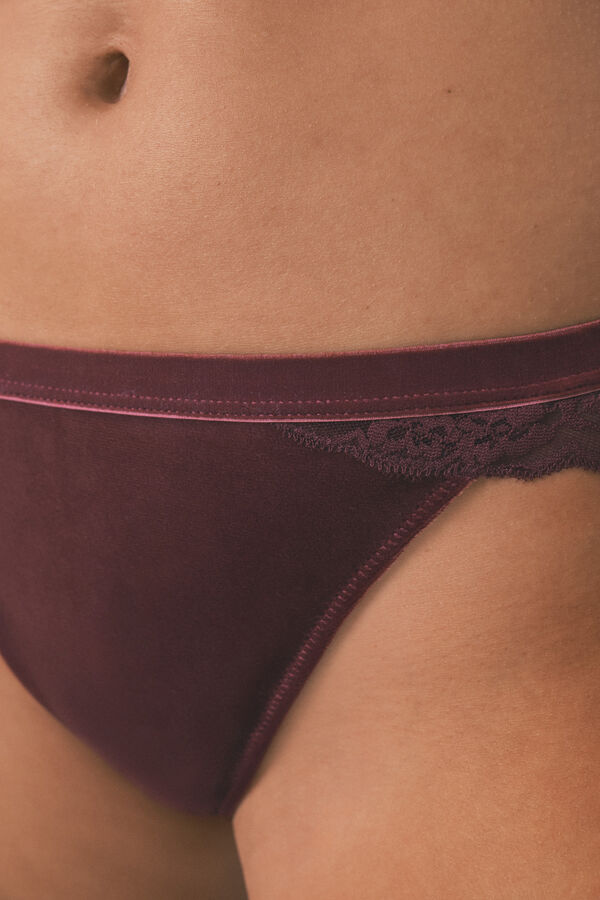 Women'secret Burgundy lace and velvet thong red
