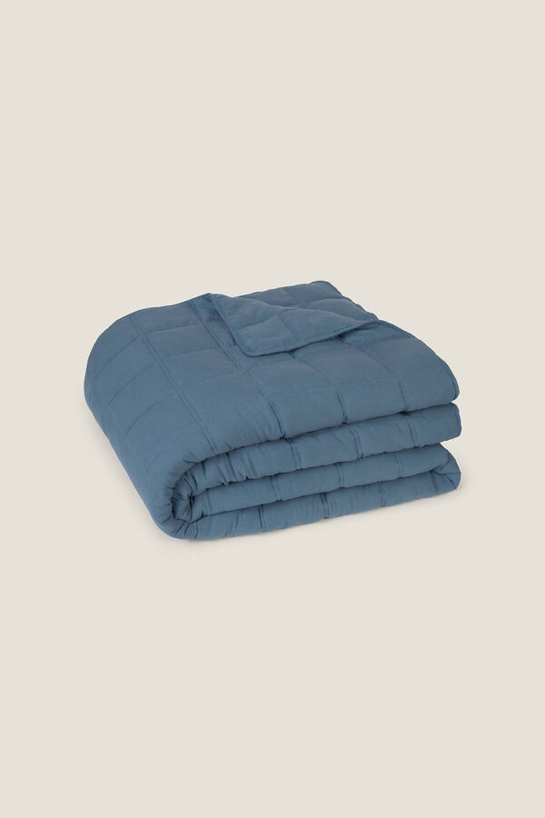 Textura Colcha xadrez de microfibra azul